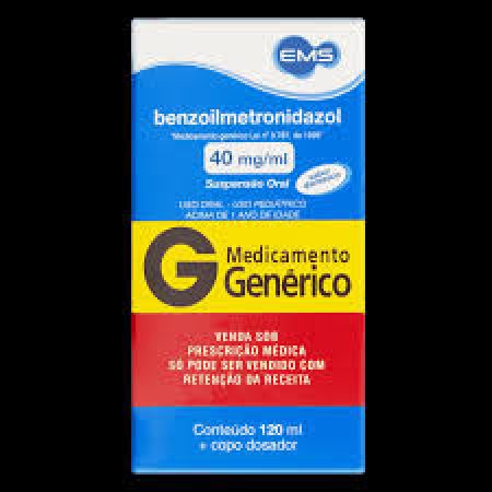 Benzoilmetronidazol 40mg/ml Genérico EMS 120ml Suspensão.