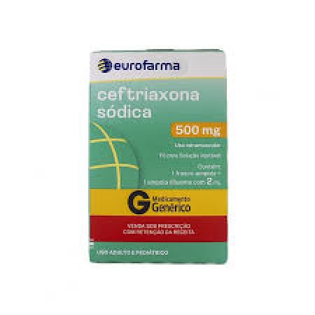 Ceftriaxona Sódica 500mg Pó para Solução Injetável 1 ampola de 2ml Eurofarma Genérico