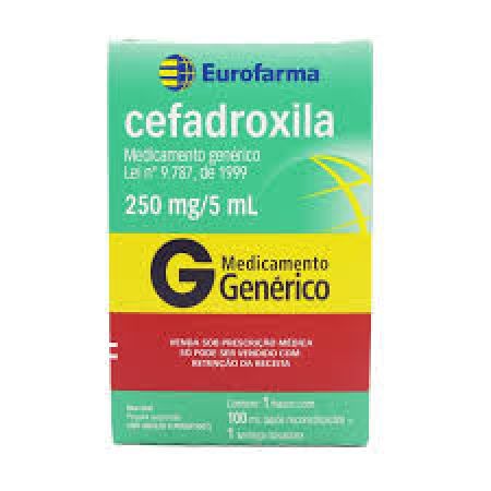 Cefadroxila 250mg/5ml Genérico Eurofarma 100ml Suspensão.