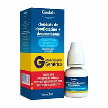 Cloridrato Ciprofloxacino 3,5mg/ml + Dexametasona 1mg/ml Genérico Geolab 5ml Solução Oftalmica
